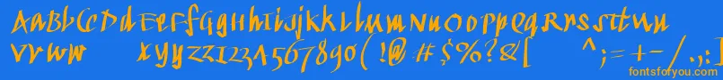 Kleinkallig Font – Orange Fonts on Blue Background