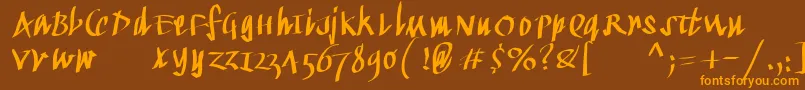 Kleinkallig Font – Orange Fonts on Brown Background