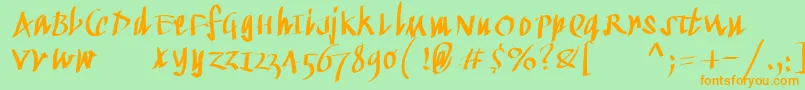 Kleinkallig Font – Orange Fonts on Green Background