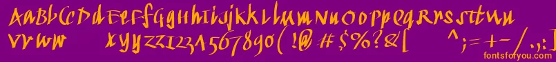 Kleinkallig Font – Orange Fonts on Purple Background