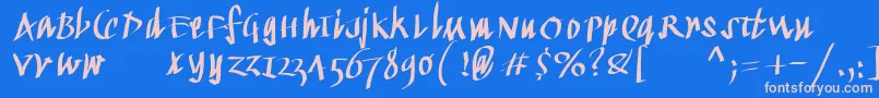 Kleinkallig Font – Pink Fonts on Blue Background