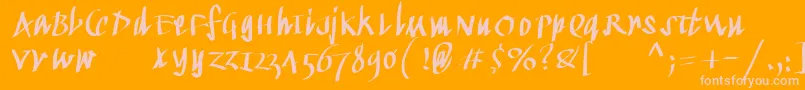 Kleinkallig-Schriftart – Rosa Schriften auf orangefarbenem Hintergrund