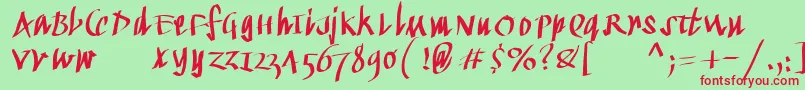 Kleinkallig Font – Red Fonts on Green Background