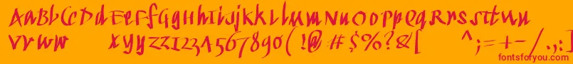 Kleinkallig Font – Red Fonts on Orange Background