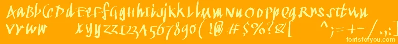 Kleinkallig Font – Yellow Fonts on Orange Background