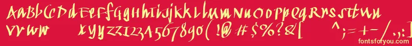 Kleinkallig Font – Yellow Fonts on Red Background