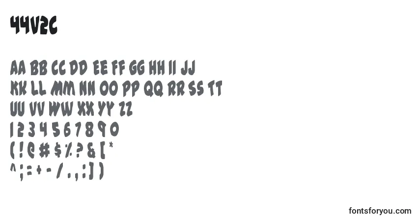 A fonte 44v2c – alfabeto, números, caracteres especiais