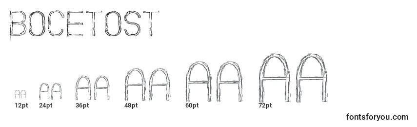 Размеры шрифта BocetoSt
