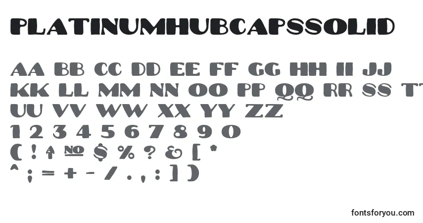 A fonte Platinumhubcapssolid – alfabeto, números, caracteres especiais