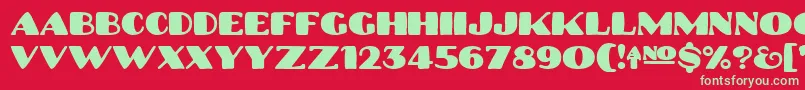 フォントPlatinumhubcapssolid – 赤い背景に緑の文字