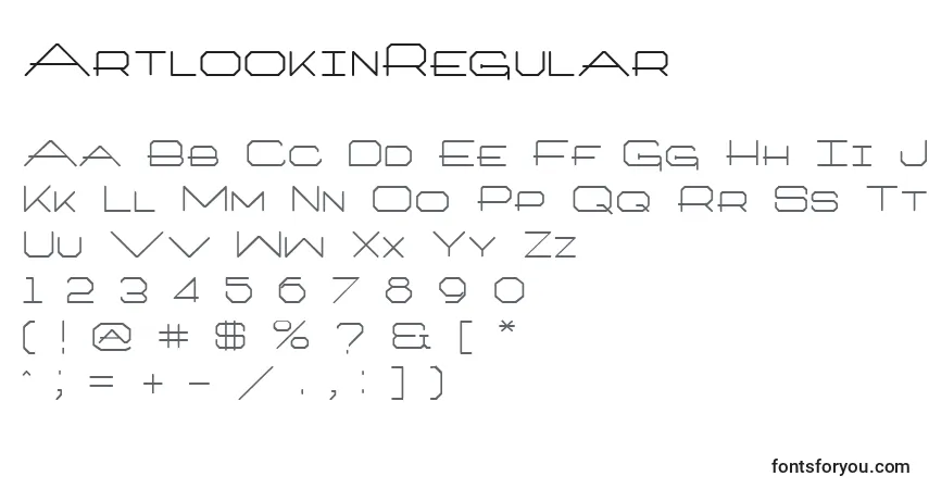 Шрифт ArtlookinRegular – алфавит, цифры, специальные символы