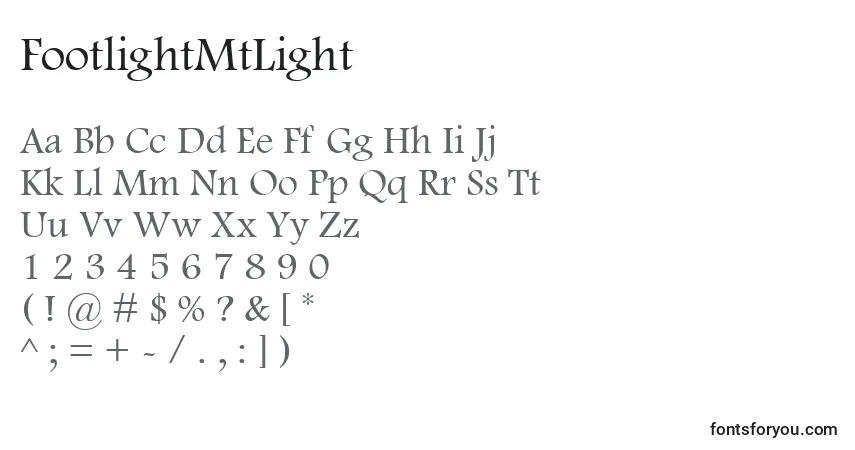 A fonte FootlightMtLight – alfabeto, números, caracteres especiais