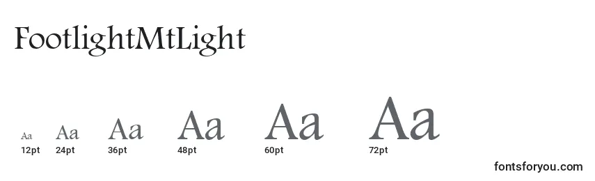 Размеры шрифта FootlightMtLight