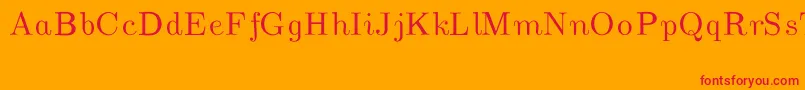 CmUnslantedItalic-fontti – punaiset fontit oranssilla taustalla