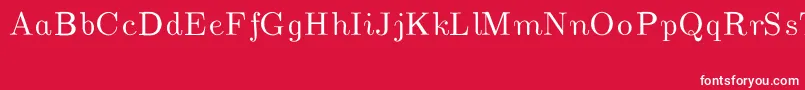 フォントCmUnslantedItalic – 赤い背景に白い文字