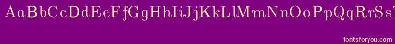 CmUnslantedItalic-fontti – keltaiset fontit violetilla taustalla