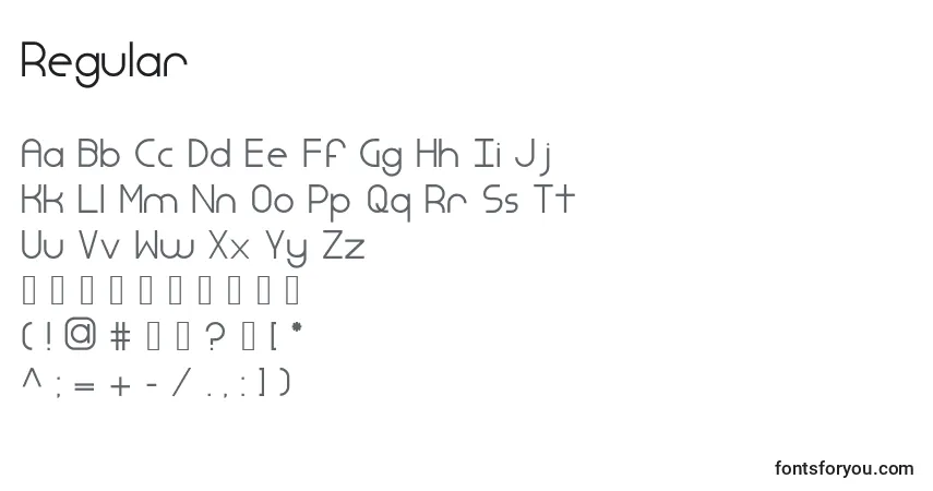 A fonte Regular – alfabeto, números, caracteres especiais
