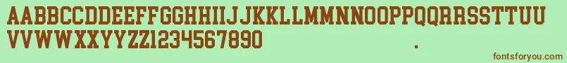 Шрифт CollegeBlock2.0Demo – коричневые шрифты на зелёном фоне