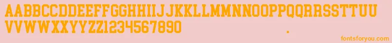 フォントCollegeBlock2.0Demo – オレンジの文字がピンクの背景にあります。