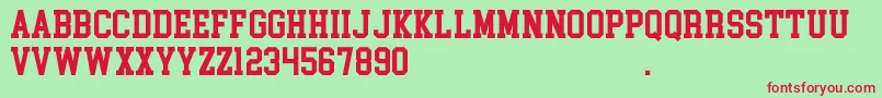 CollegeBlock2.0Demo Font – Red Fonts on Green Background