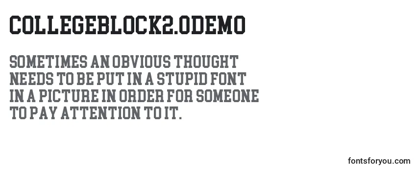 Review of the CollegeBlock2.0Demo Font