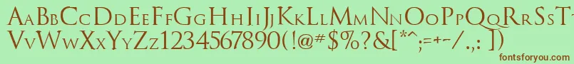 TrajanusRoman-Schriftart – Braune Schriften auf grünem Hintergrund