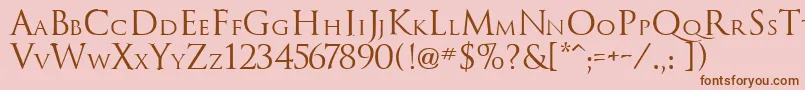 フォントTrajanusRoman – ピンクの背景に茶色のフォント