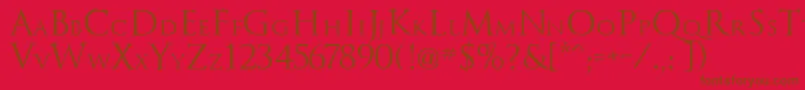 TrajanusRoman-fontti – ruskeat fontit punaisella taustalla