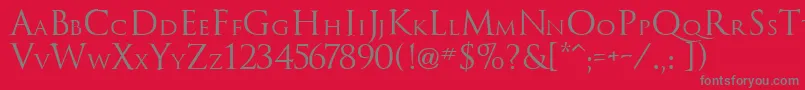 フォントTrajanusRoman – 赤い背景に灰色の文字