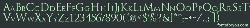 TrajanusRoman-fontti – vihreät fontit mustalla taustalla