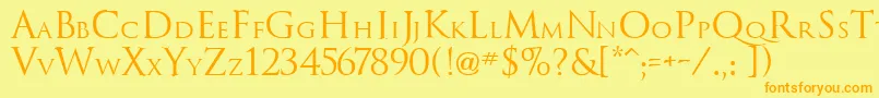 フォントTrajanusRoman – オレンジの文字が黄色の背景にあります。