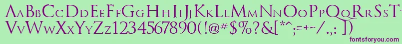 TrajanusRoman-Schriftart – Violette Schriften auf grünem Hintergrund