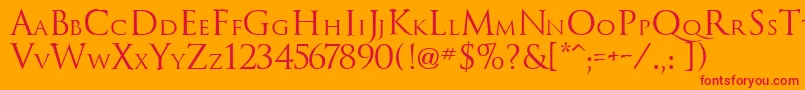 フォントTrajanusRoman – オレンジの背景に赤い文字