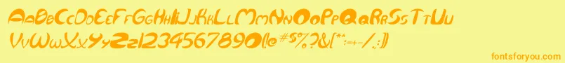 QurveItalic Font – Orange Fonts on Yellow Background