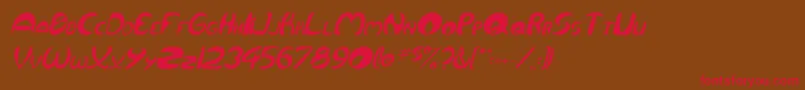 フォントQurveItalic – 赤い文字が茶色の背景にあります。