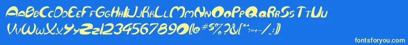 QurveItalic Font – Yellow Fonts on Blue Background