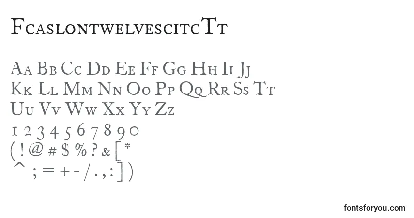 FcaslontwelvescitcTt-fontti – aakkoset, numerot, erikoismerkit