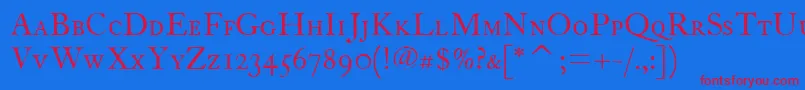 フォントFcaslontwelvescitcTt – 赤い文字の青い背景