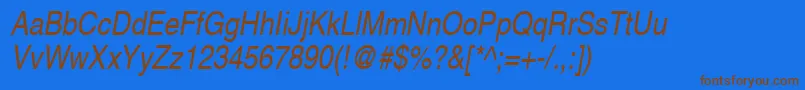 SansNarrowItalic Font – Brown Fonts on Blue Background