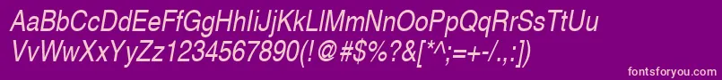 SansNarrowItalic Font – Pink Fonts on Purple Background