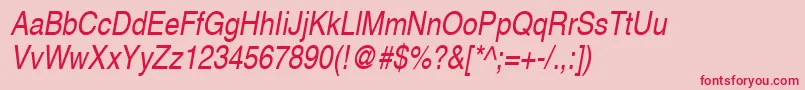 SansNarrowItalic Font – Red Fonts on Pink Background