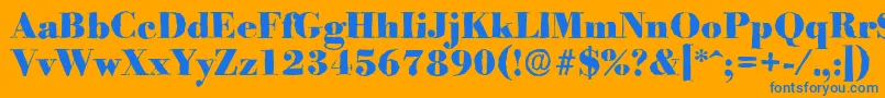 BodoniantiqueHeavyRegular-Schriftart – Blaue Schriften auf orangefarbenem Hintergrund