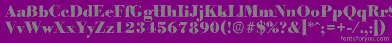 Weitere Informationen zur BodoniantiqueHeavyRegular-Schriftart BodoniantiqueHeavyRegular-Schriftart – Graue Schriften auf violettem Hintergrund