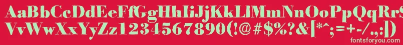 フォントBodoniantiqueHeavyRegular – 赤い背景に緑の文字