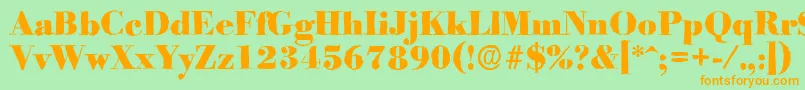 BodoniantiqueHeavyRegular-Schriftart – Orangefarbene Schriften auf grünem Hintergrund
