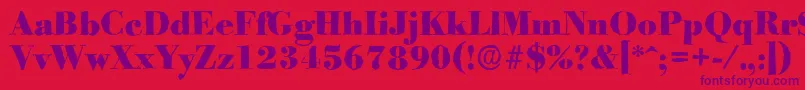 Czcionka BodoniantiqueHeavyRegular – fioletowe czcionki na czerwonym tle