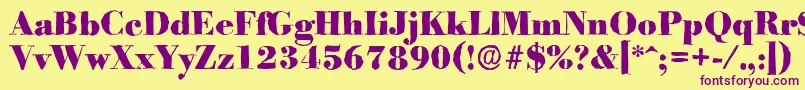 BodoniantiqueHeavyRegular Font – Purple Fonts on Yellow Background