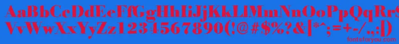 BodoniantiqueHeavyRegular Font – Red Fonts on Blue Background