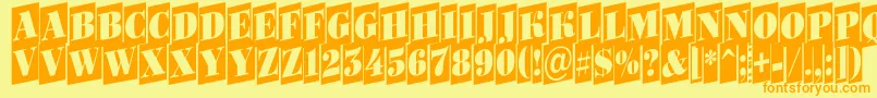 Bodoni6-Schriftart – Orangefarbene Schriften auf gelbem Hintergrund