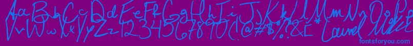 Laurel-Schriftart – Blaue Schriften auf violettem Hintergrund